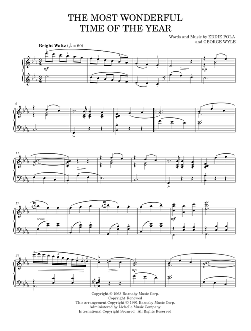 The Most Wonderful Time Of The Year - Eddie Pola & George Wyle (Piano Solo)