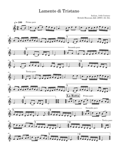 Lamento di Tristano – Unknown author