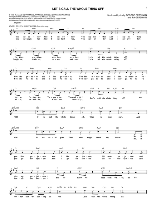 Let's Call The Whole Thing Off - George Gershwin, Ira Gershwin (Lead Sheet - Fake Book)