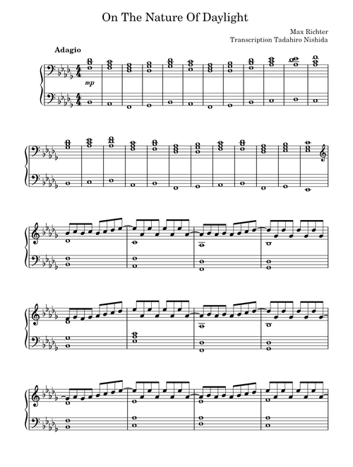 On The Nature Of Daylight – Max Richter / Piano Solo