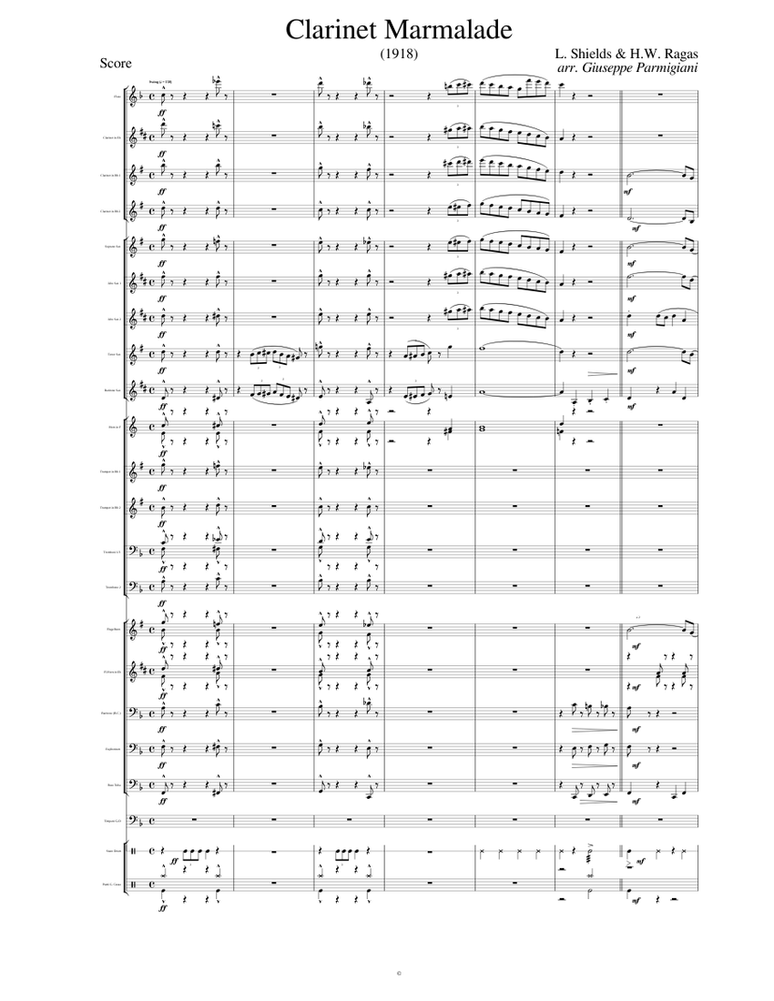 Marmalade (1918) Italian Band Sheet music for Trombone