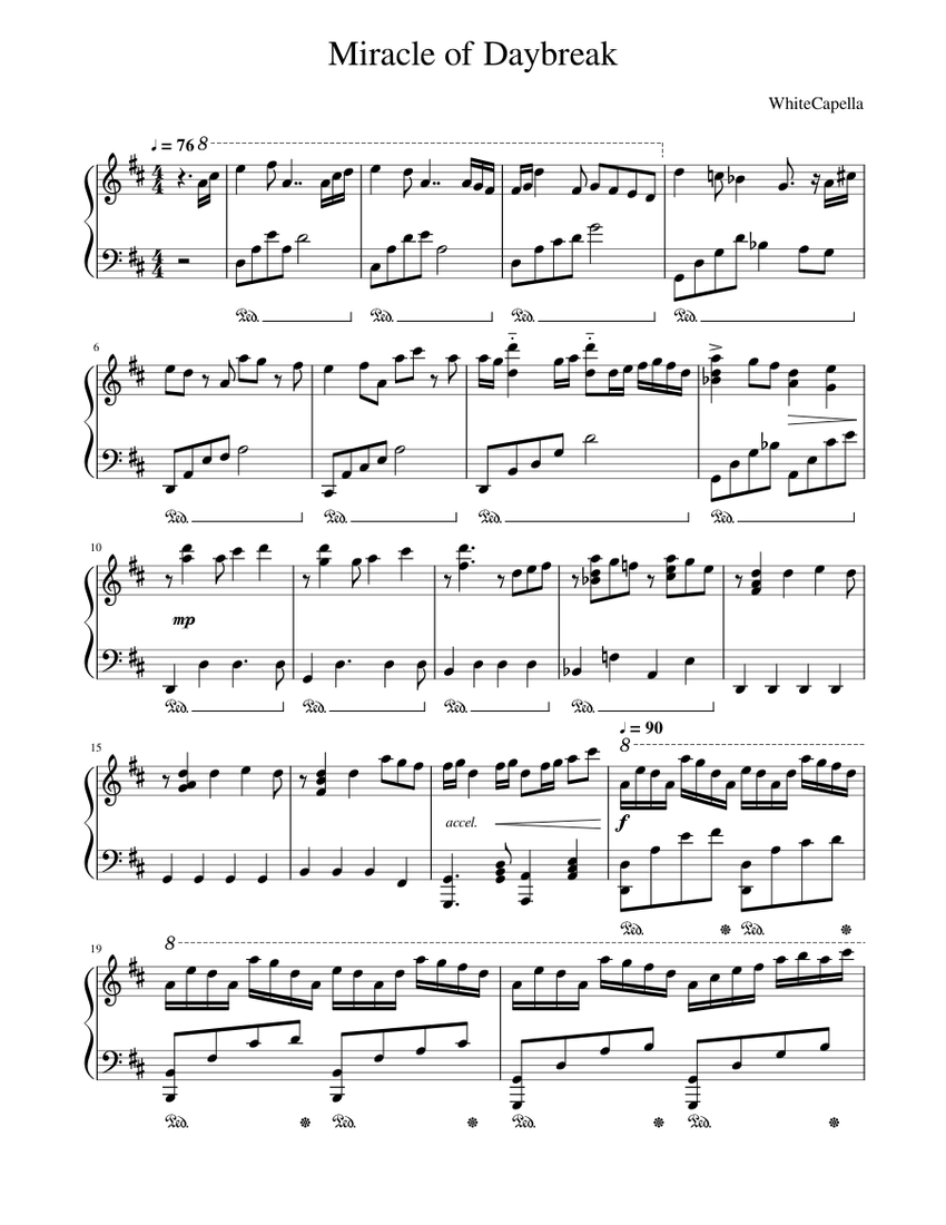 Miracle of Daybreak Sheet Music for Piano (Solo) | MuseScore.com