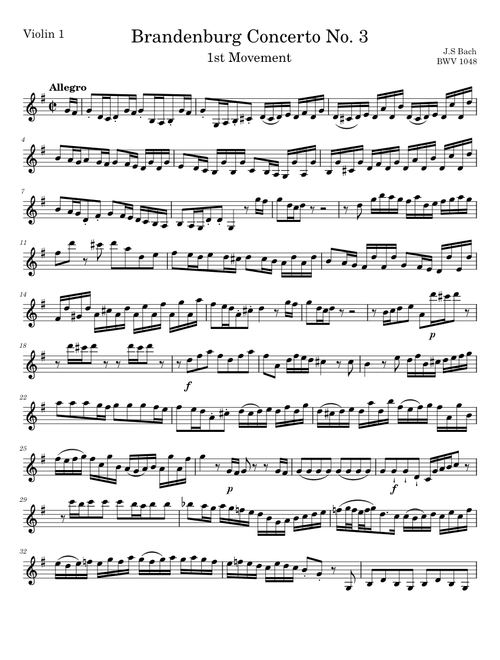 Brandenburg Concerto No. 3 Violin 1