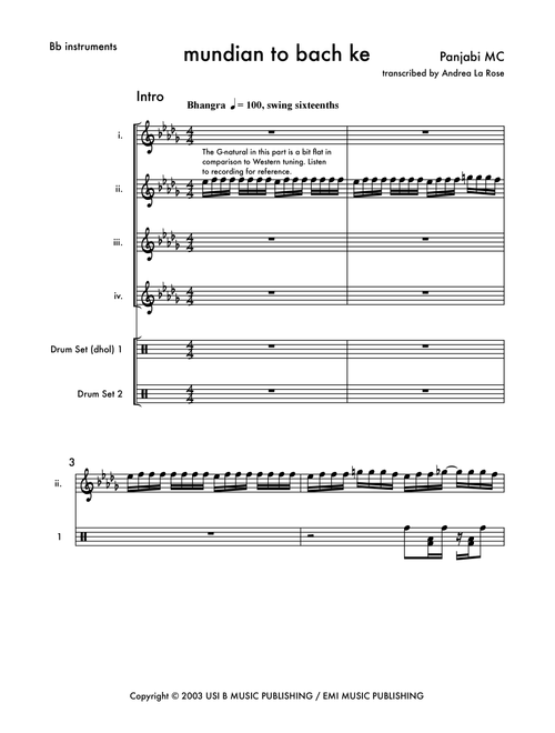 Mundian To Bach Ke (Arr. Andrea La Rose) - Panjabi Mc With Labh Janjua (Small Ensemble)