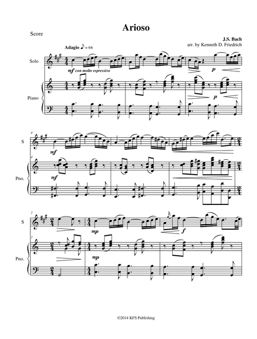 Arioso (Arr. Kenneth D. Friedrich) - J.S. Bach (Alto Sax and Piano)