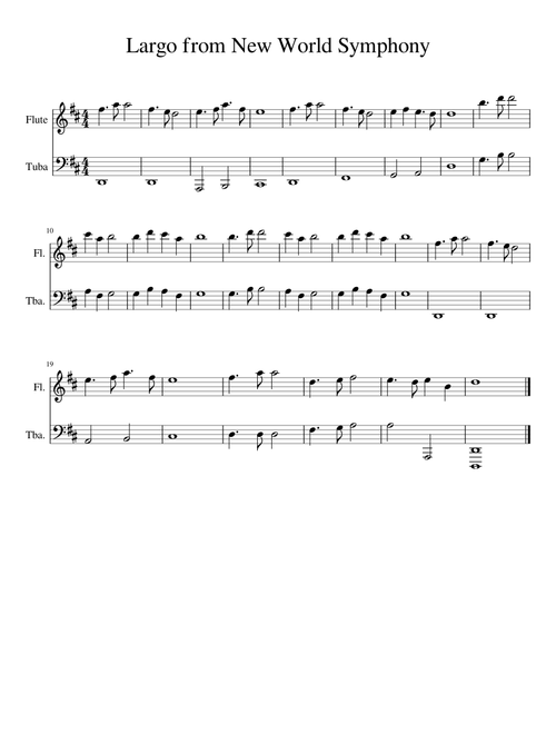 Largo from New World Symphony Tuba Flute Duet