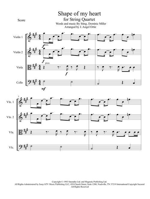 Shape Of My Heart (Arr. José angel Ortiz ramirez) - Sting (String Quartet)