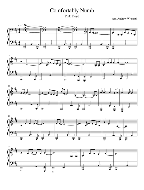 Comfortably Numb Piano Solo