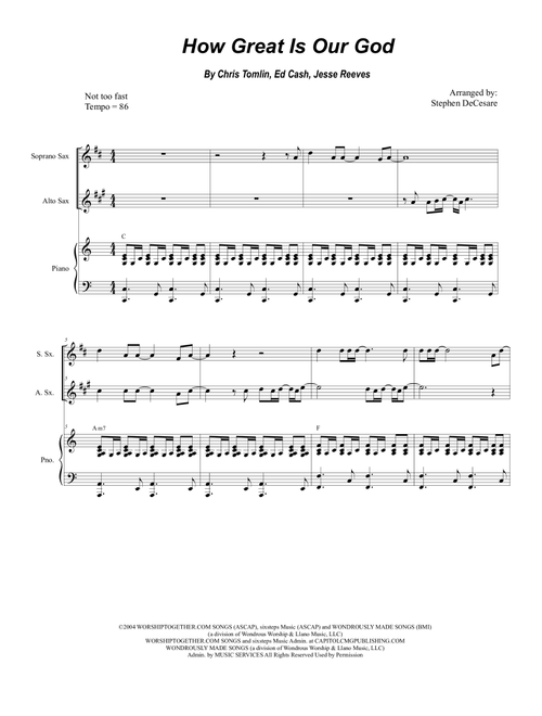 How Great Is Our God (Arr. Stephen DeCesare) - Chris Tomlin (Instrumental Duet and Piano)