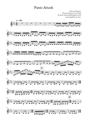 Panic attack – Dream Theater Panic attack Sheet Music and Tab for
