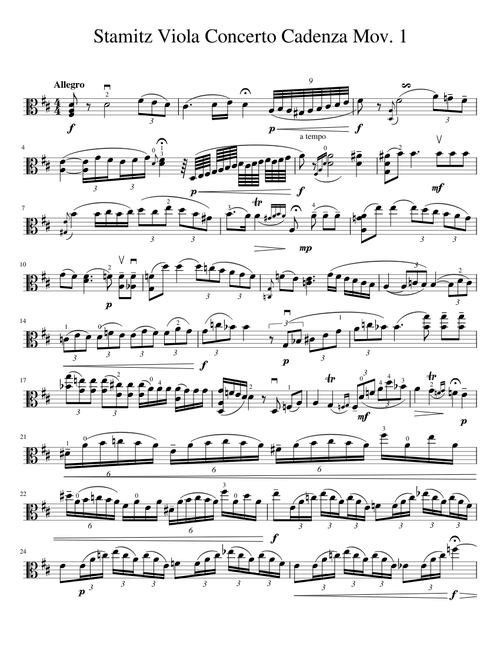 Stamitz Viola Concerto Cadenza Mov. 1