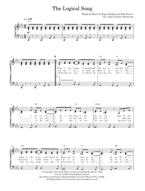 The Logical Song - Supertramp (Piano Vocal)