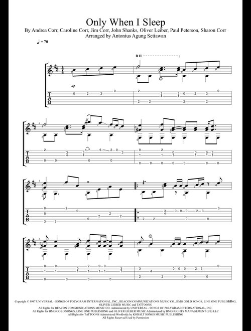 Only When I Sleep (Arr. Antonius Agung Setiawan) - The Corrs (Guitar Tab)