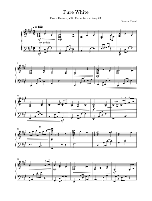 V.K. - Pure White [Deemo] - Piano Solo