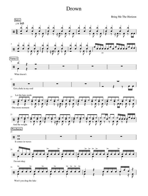 Drown - Bring Me The Horizon Drum Score