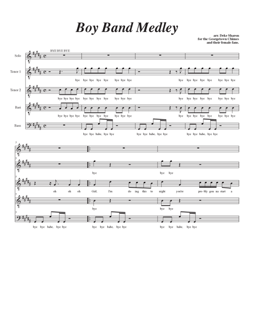 Medley: Bye Bye Bye with I Want It That Way, Back Here, I'll Make Love To You, and I Want You Back (Arr. Deke Sharon) - BBMak, 'N Sync, Backstreet Boys (Choral, TTBB)