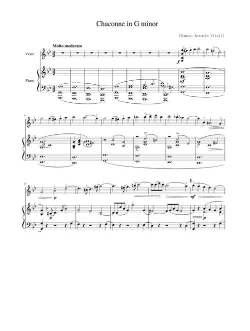 Chaconne in G minor - Tomaso Antonio Vitali (Violin and Piano)
