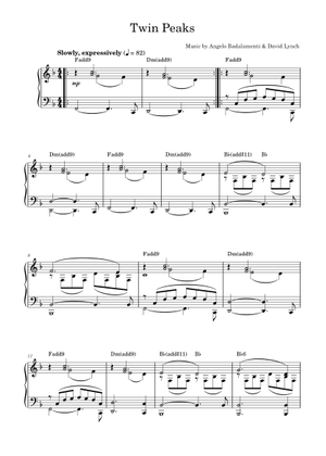 Twin Peaks Theme Sheet Music for Piano (Solo) easy | MuseScore.com