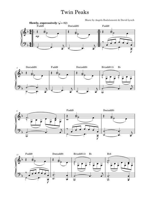 Theme from Twin Peaks - Angelo Badalamenti, David Lynch (Piano Solo)