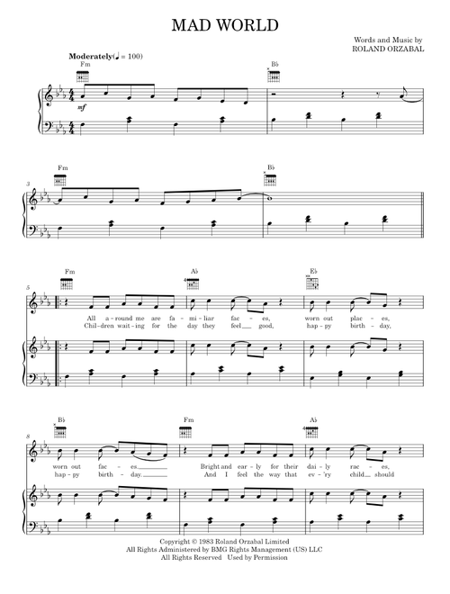 Mad world - Adam Lambert (Piano-Vocal-Guitar)