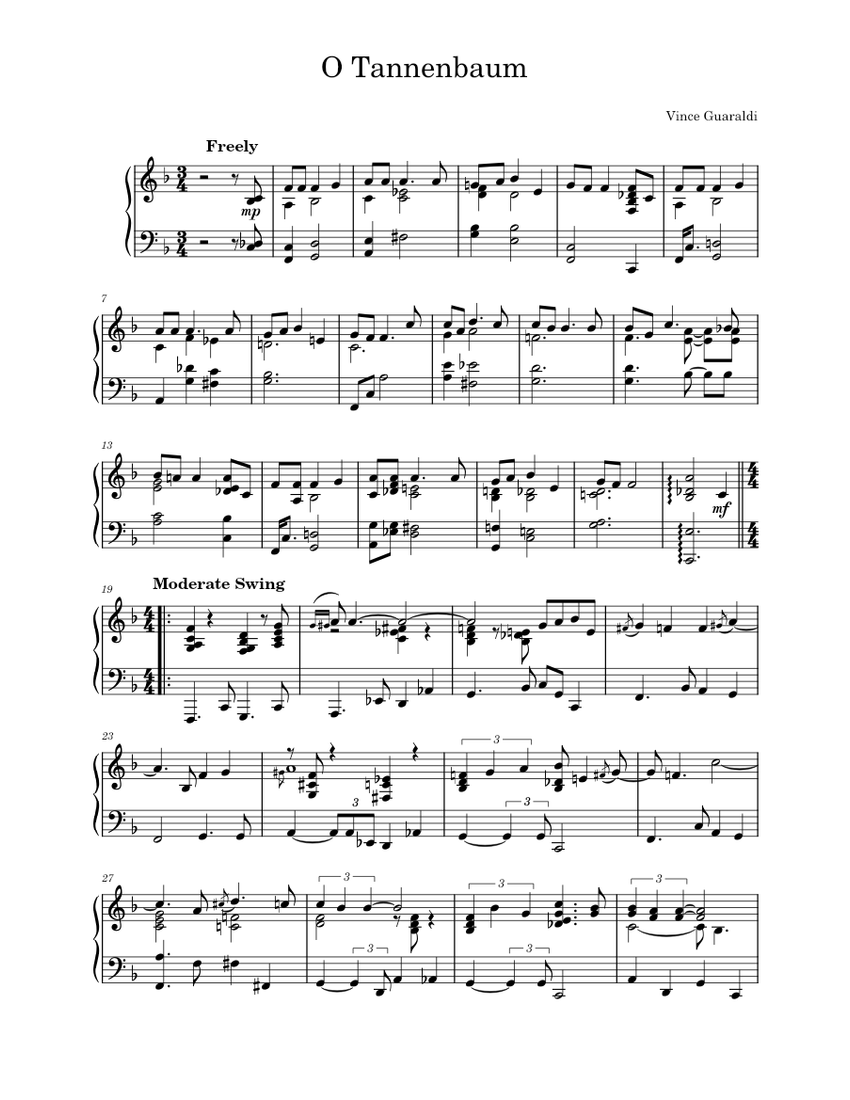 O tannenbaum Vince Guaraldi O Tannenbaum Sheet music for Piano (Solo