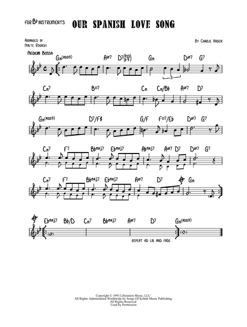 Our Spanish Love Song (Arr. Malte Rogacki) - Charlie Haden Quartet West (Lead Sheet - Fake Book)