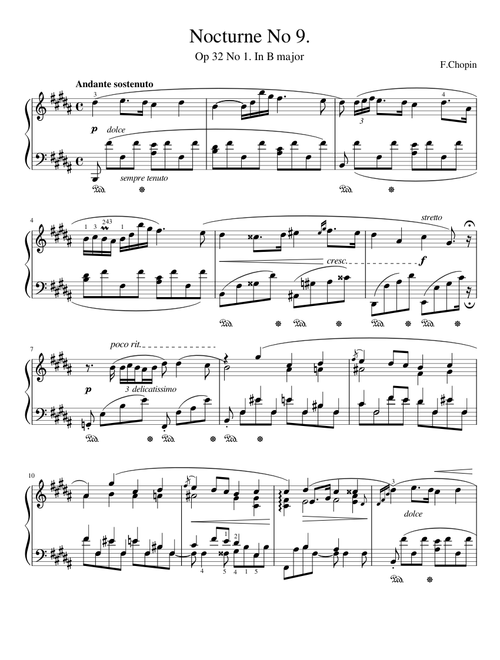 Chopin - Nocturne No 9. Op 32 No 1 in B major