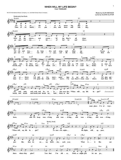 When Will My Life Begin? (from Tangled) - Mandy Moore (Lead Sheet - Fake Book)