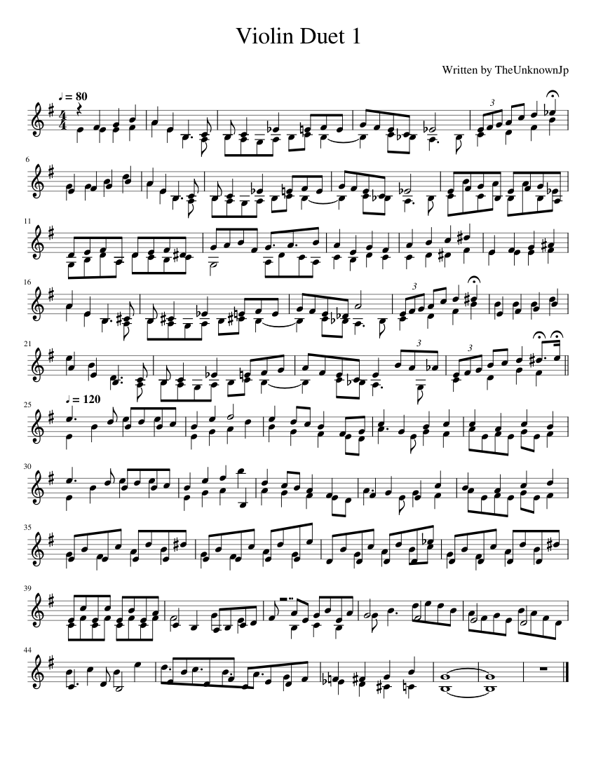 Violin Duet 1 Sheet music for Violin (String Duet) | Musescore.com