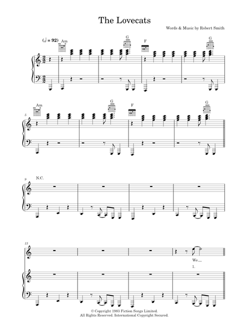 The lovecats - The Cure (Piano-Vocal-Guitar (Piano Accompaniment))