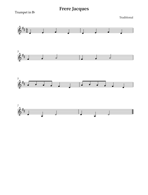 Frere Jacques (Are You Sleeping?) (Arr. Wesley S. SIlva) - Traditional (Trumpet Solo)