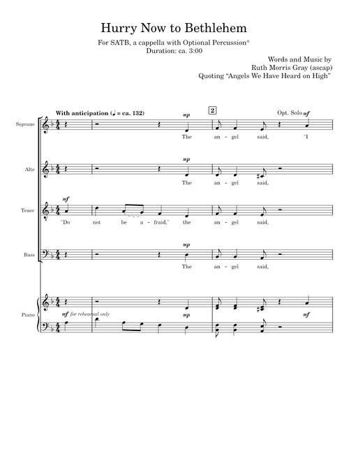 Hurry Now To Bethlehem (quoting "Angels We Have Heard On High") - Ruth Morris Gray