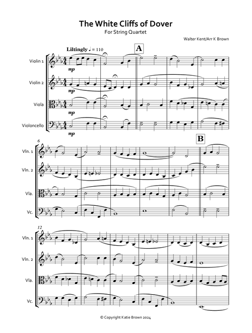 (There'll Be Bluebirds Over) The White Cliffs Of Dover (Arr. Katie Brown) - Vera Lynn (String Quartet)