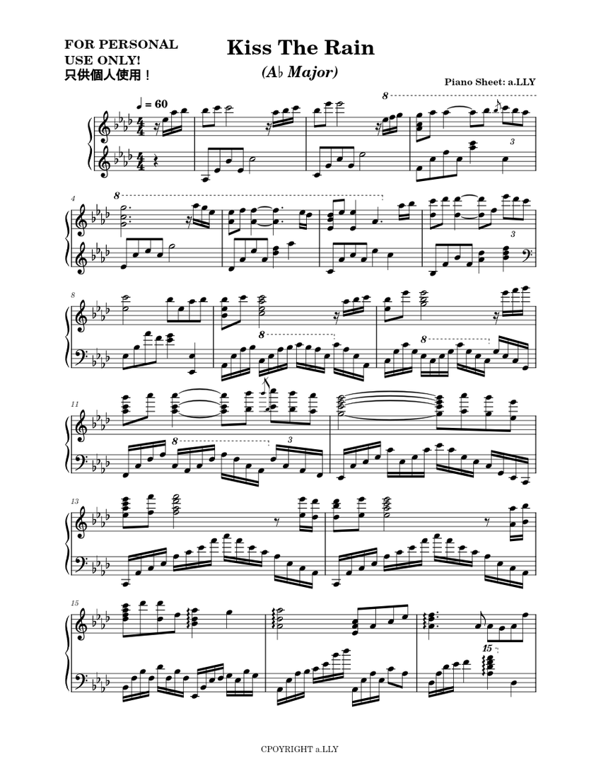 Kiss the rain piano easy on sale