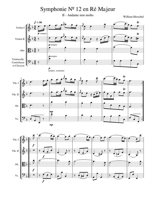 Symphonie Nº 12 en Ré Majeur - II Andante non molto – William Herschel