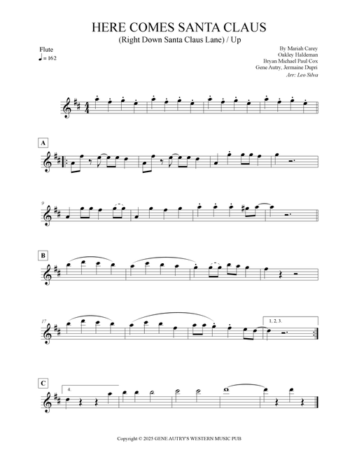 Here Comes Santa Claus (Right Down Santa Claus Lane)/ Up (Arr. Leo Silva) - Bryan Michael Paul Cox, Gene Autry, Mariah Carey (Flute Solo)
