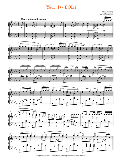 You(=I) - BOL4 (Tenderly Piano Solo)
