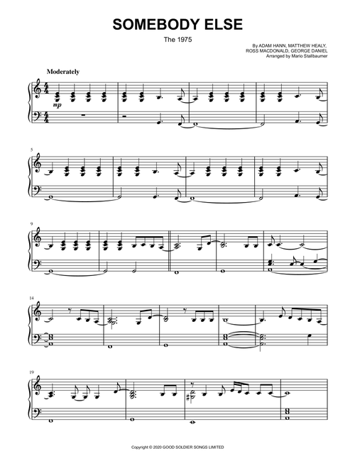Somebody Else (Arr. Mario Stallbaumer) - The 1975 (Piano Solo)