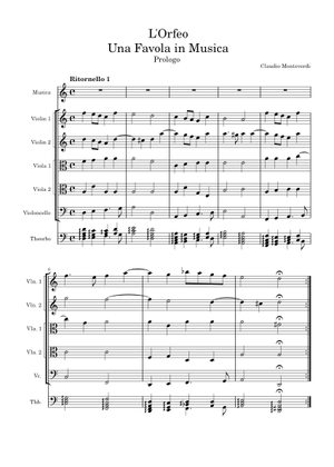 L'Orfeo, Prologo e Atto Primo – Claudio Monteverdi Sheet Music for