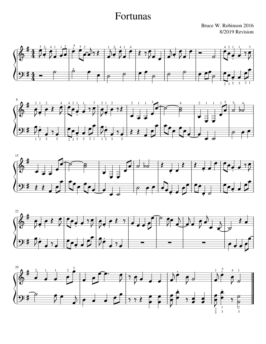 Fortunas Sheet Music for Piano (Solo) Easy MuseScore