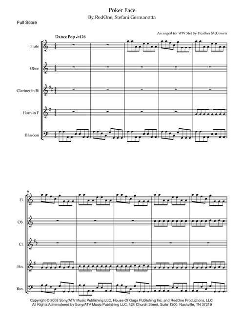 Poker Face (Arr. Heather McCowen) - Lady Gaga (Woodwind Ensemble)