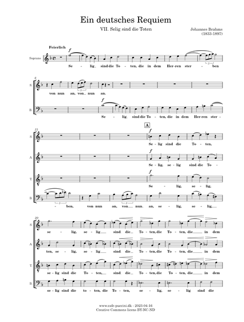 Ein deutsches Requiem, VII. Selig sind die Toten - Brahms