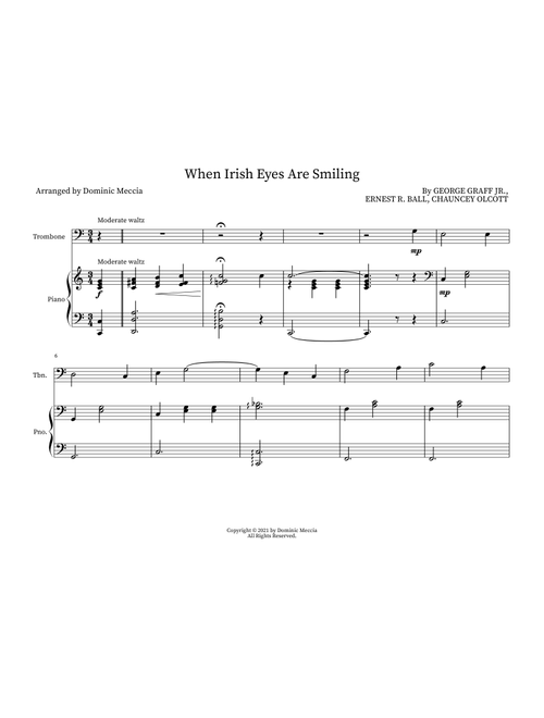 When Irish Eyes Are Smiling (Arr. Dominic Meccia) - Chauncey Olcott, George Graff Jr. (Instrumental Duet)