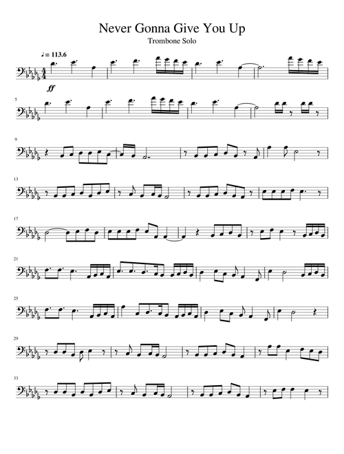 Never Gonna Give You Up - Trombone Solo