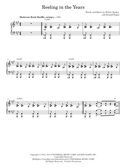 Reeling in the years - Steely Dan (Piano Vocal)