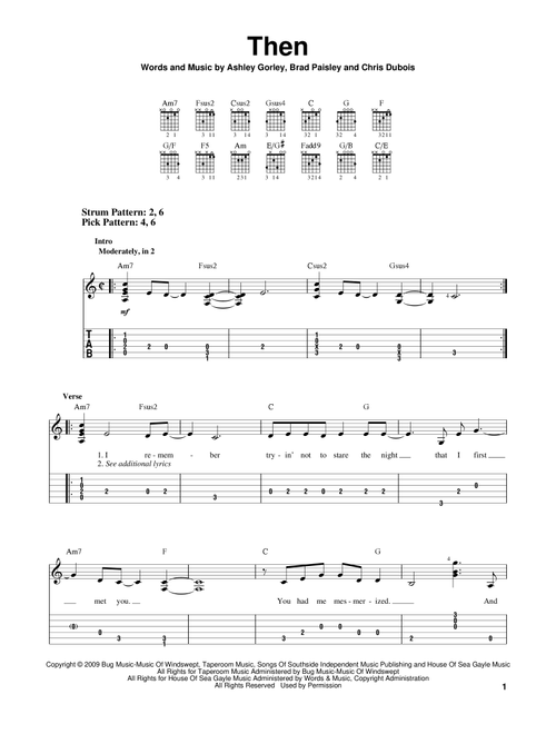 Then - Brad Paisley (Easy Guitar with TAB)