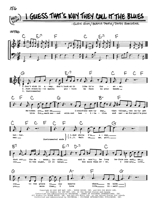 I Guess That's Why They Call It The Blues - Elton John (Real Book - Melody-Chords-Lyrics)