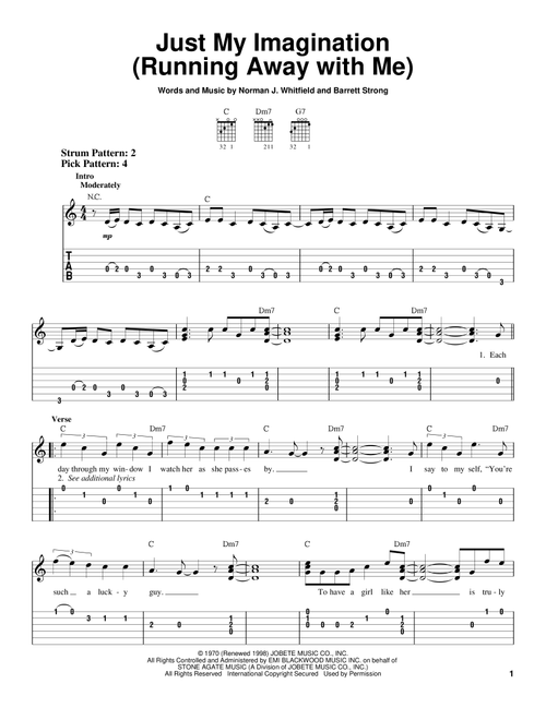 Just My Imagination (Running Away With Me) - The Temptations (Easy Guitar with TAB)