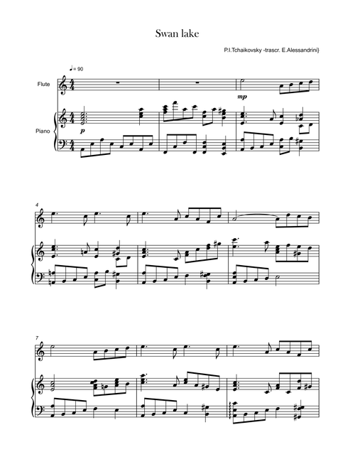 Swan Lake. Flute and piano duo (Arr. Ester Alessandrini) - P Tchaikovsky (Flute and Piano)