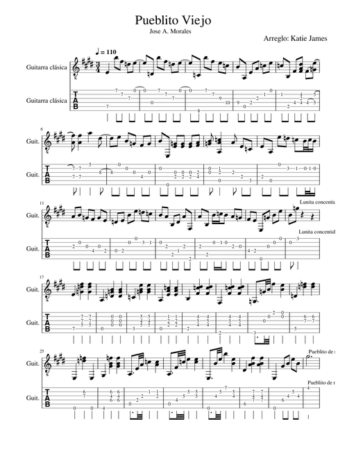 Pueblito Viejo - Jose A. Morales (Arreglo para guitarra por Katie James)